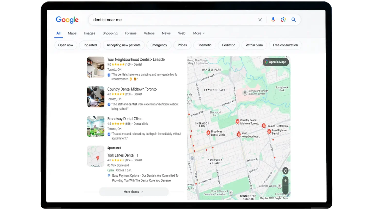 Toronto Digital Marketing Local Search Results